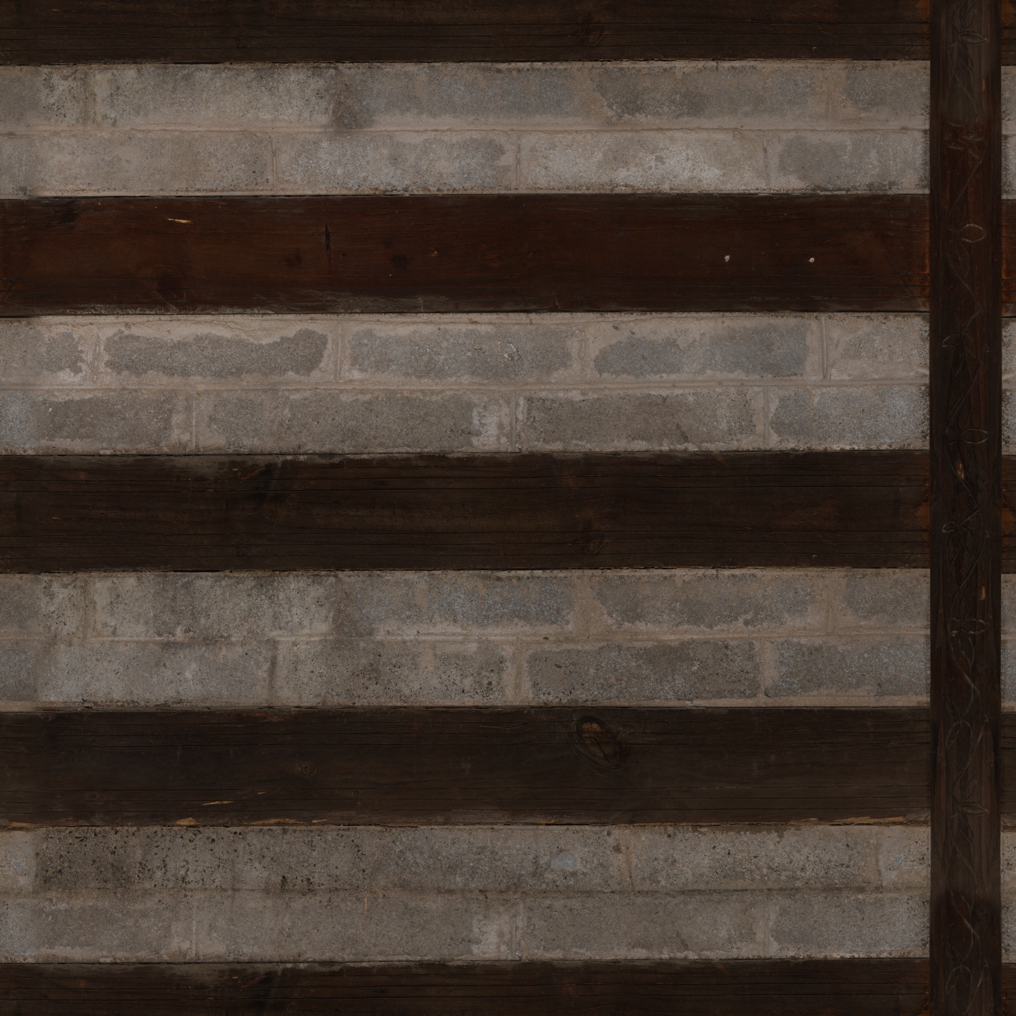 Wood Inlaid Concrete Wall