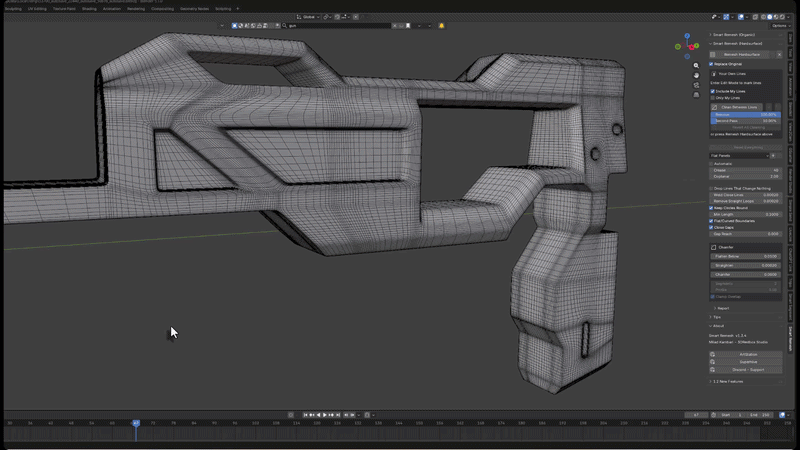 Organic (left) vs hard-surface (right) topology comparison